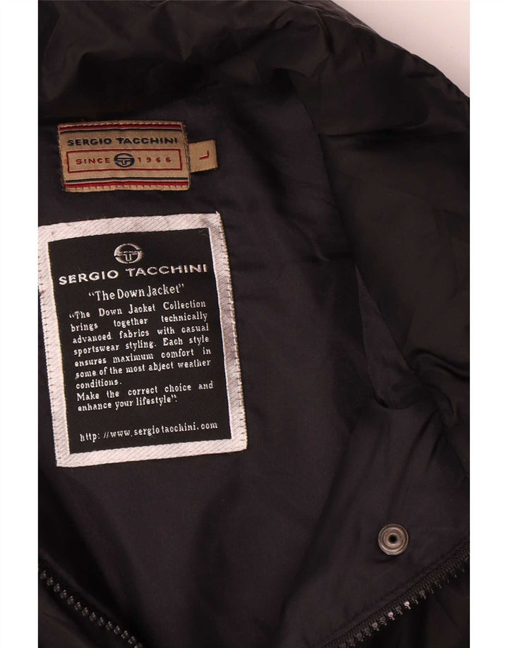 Casaco acolchoado grande feminino Sergio Tacchini Reino Unido 16 grande poliéster preto