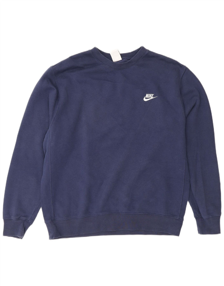 Moletom masculino Nike Jumper grande algodão azul marinho