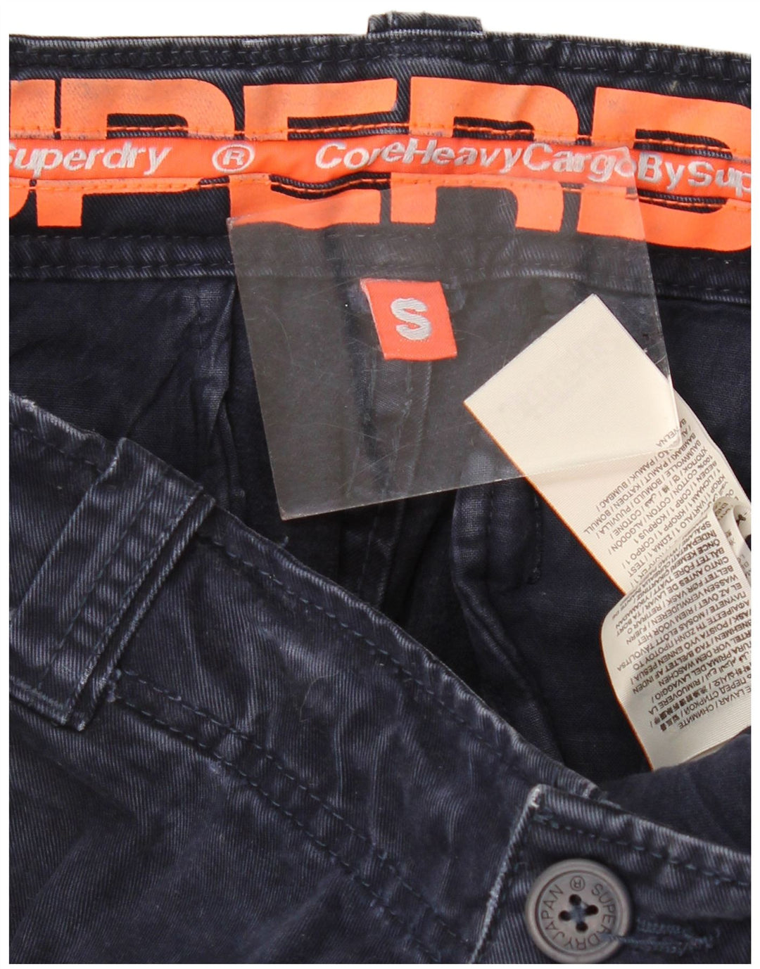 Shorts cargo masculino SUPERDRY pequeno W29 algodão azul marinho