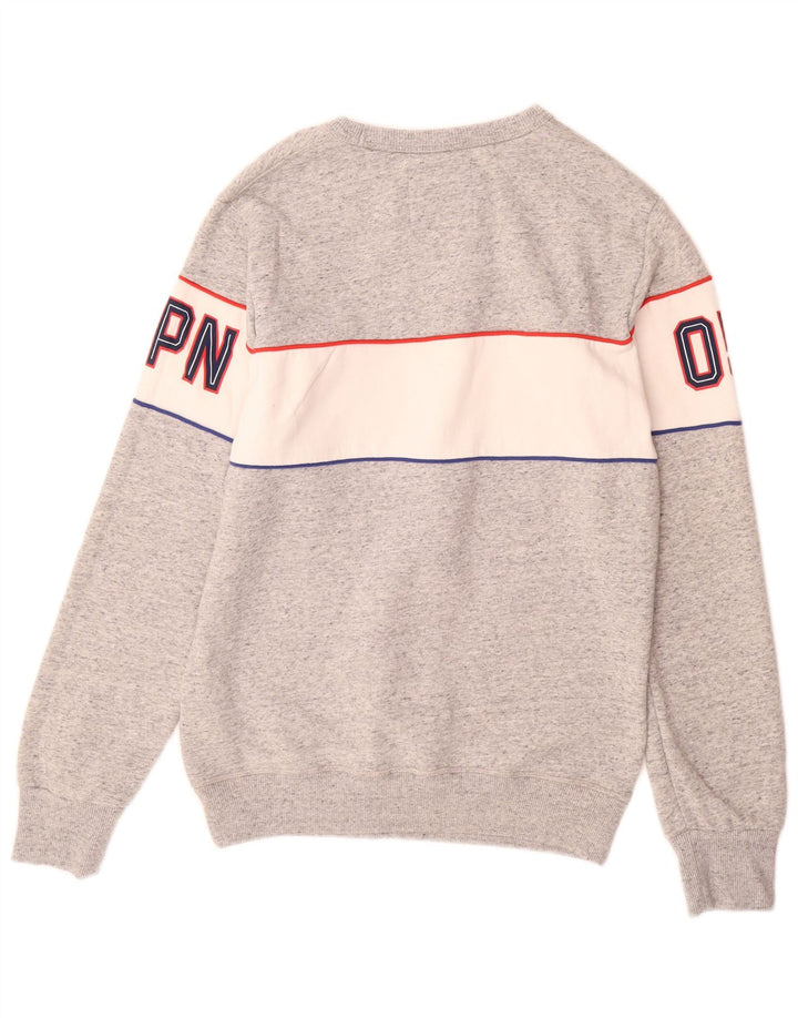 SUPERDRY moletom gráfico masculino jumper grande cinza colorblock algodão