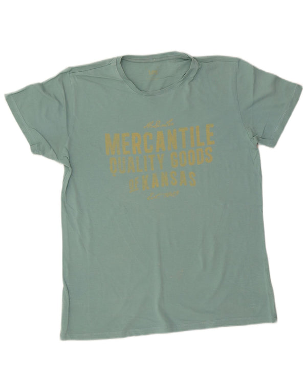 Lee Camiseta masculina gráfica Top médio algodão turquesa