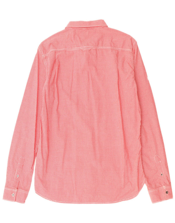 Camisa masculina SUPERDRY grande algodão guingão vermelho