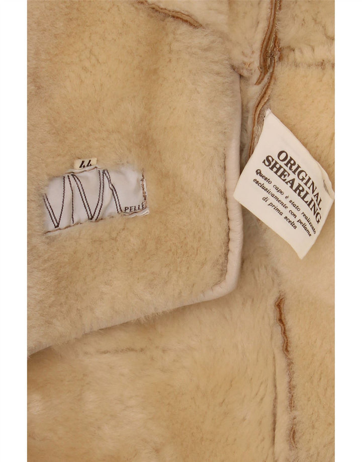 Casaco feminino vintage de corte grande IT 44 Shearling marrom médio