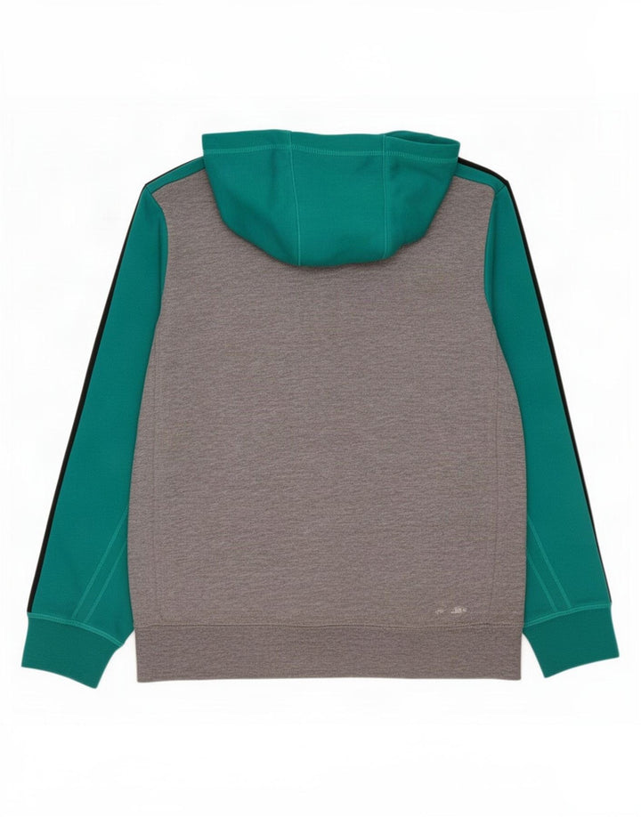 Suéter masculino Adidas Climalite Zip com capuz pequeno cinza colorblock poliéster