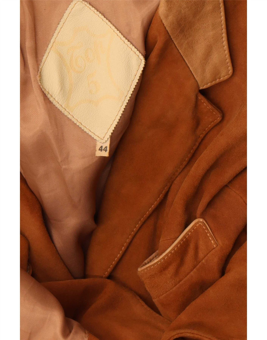 Jaqueta blazer feminina vintage de camurça com 3 botões IT 44 bloco colorido bege médio