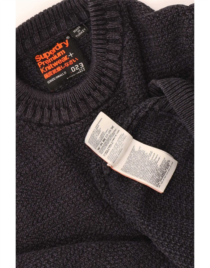 Suéter masculino Superdry com gola redonda, pequeno algodão azul marinho