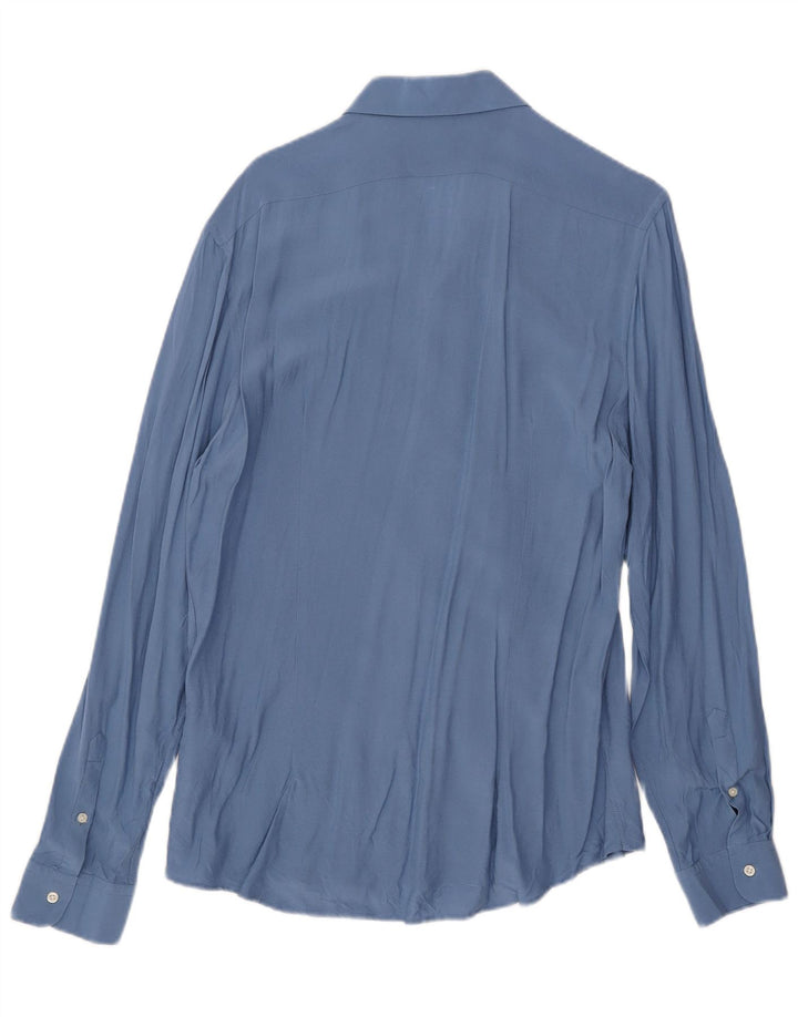 Camisa masculina Reiss Slim Fit XL azul viscose