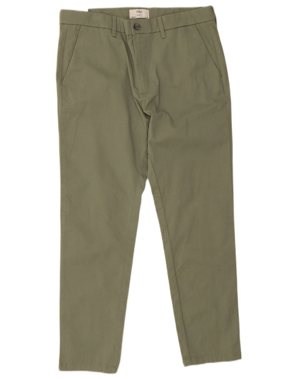Calça Chino Masculina Slim Fit Marks & Spencer W34 L29 Algodão Verde