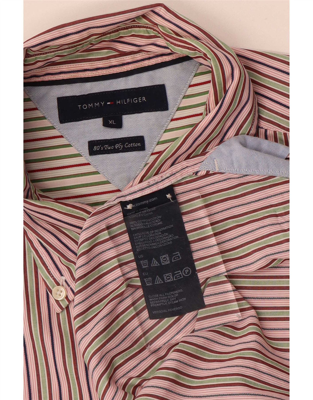 Camisa masculina Tommy Hilfiger XL listrada multicolorida de algodão