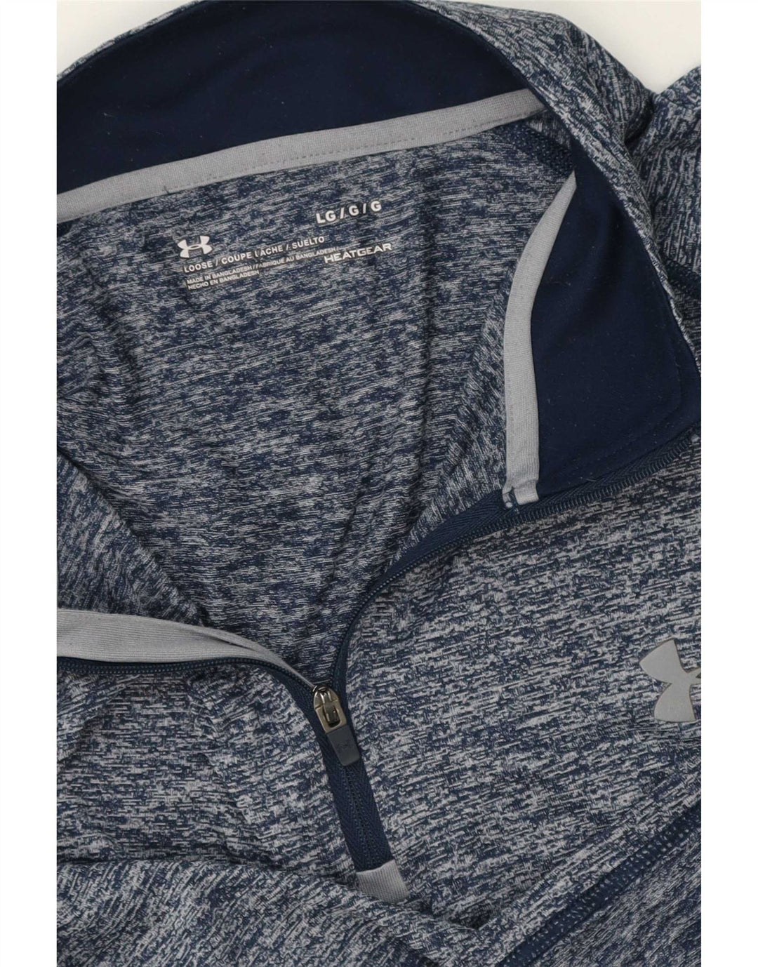 Under Armour masculino Heat Gear pulôver agasalho top grande azul salpicado