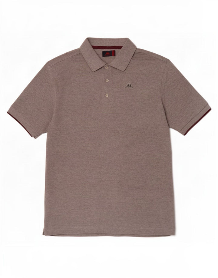 Camisa polo masculina Kappa algodão manchado cinza médio