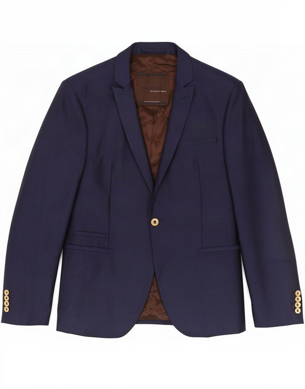 Jaqueta blazer masculina Zara com 1 botão EU 48 médio azul marinho