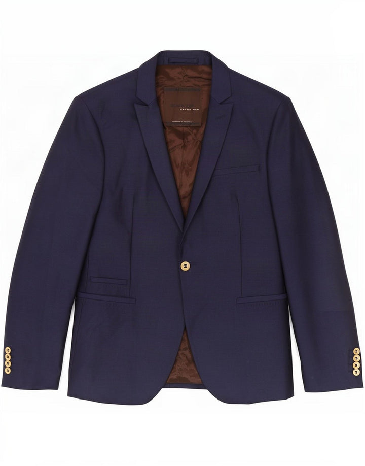 Jaqueta blazer masculina Zara com 1 botão EU 48 médio azul marinho