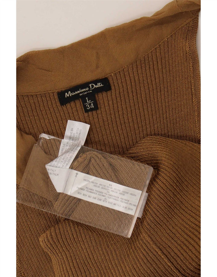 Blusa feminina Massimo Dutti sem ombro Reino Unido 14 grande viscose marrom