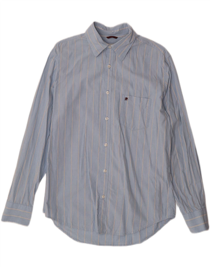 Camisa masculina MOSSIMO de algodão listrado azul médio