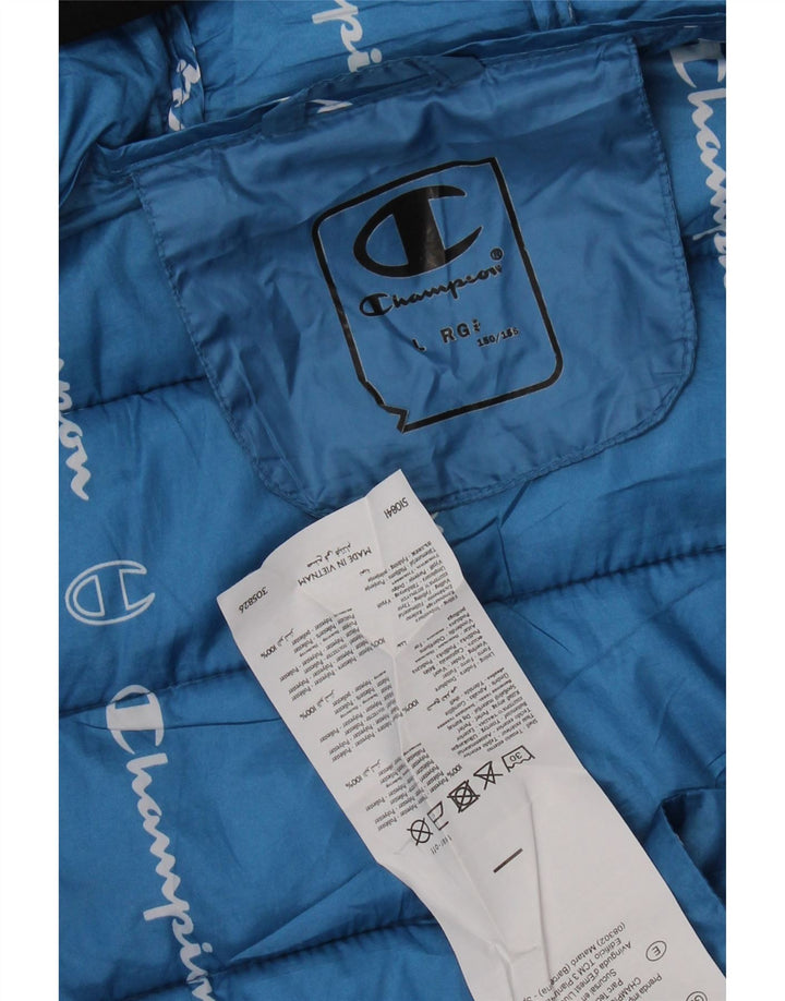 CHAMPION Jaqueta acolchoada com capuz para meninos 11-12 anos grande poliéster azul