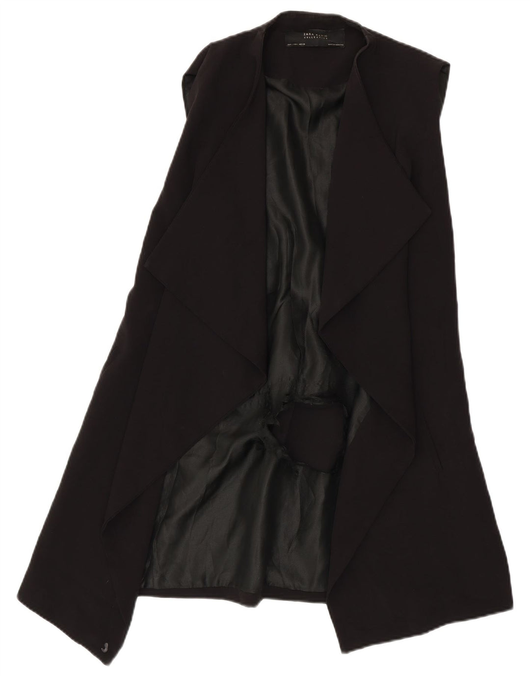 Jaqueta blazer aberta sem mangas Zara Longline feminina Reino Unido 16 grande preto
