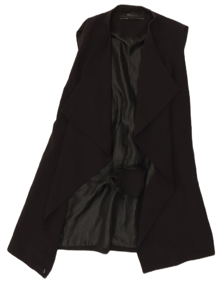 Jaqueta blazer aberta sem mangas Zara Longline feminina Reino Unido 16 grande preto