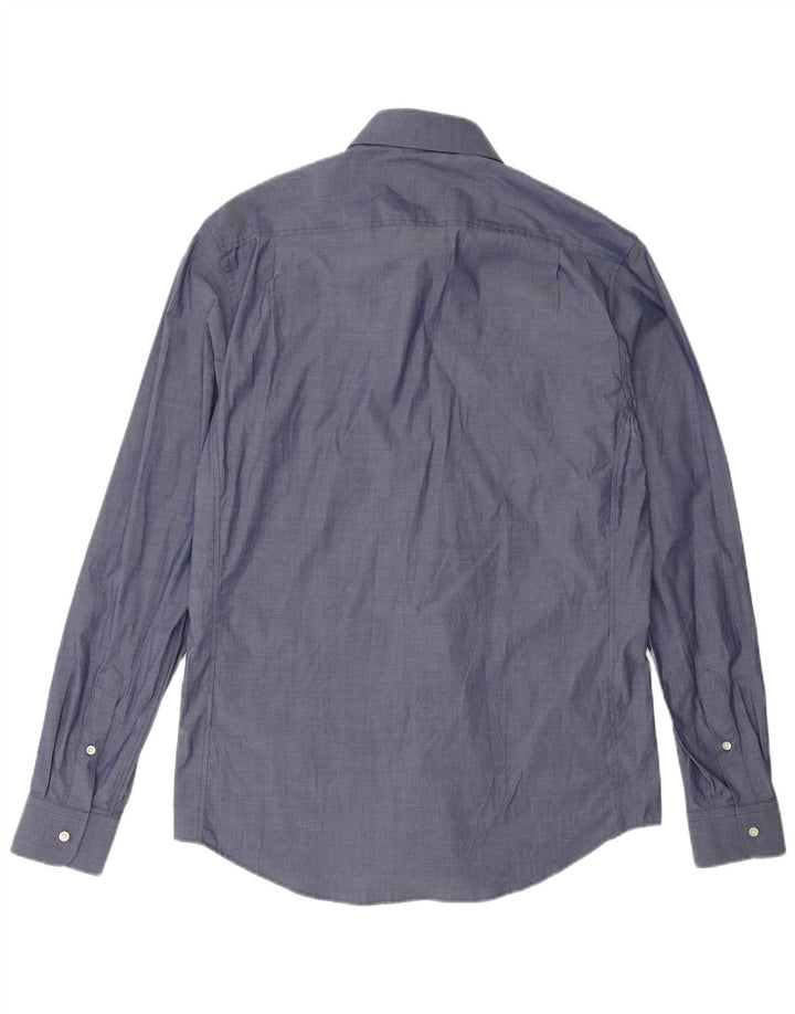 Camisa masculina Reiss de algodão azul marinho médio