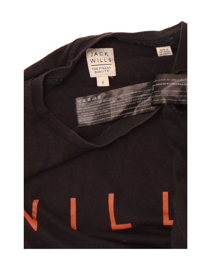 JACK WILLS Camiseta masculina gráfica top pequeno algodão preto