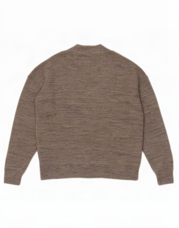 Suéter feminino Marks & Spencer com zíper e gola redonda Reino Unido 14 grande cinza acrílico