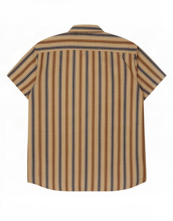 Camisa masculina de manga curta Marlboro Classics 2XL algodão listrado bege