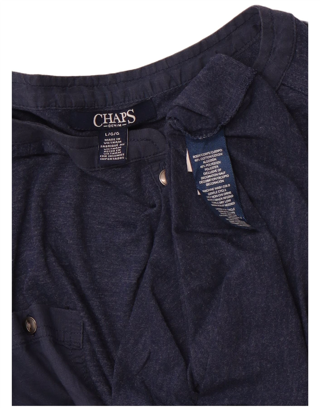Top feminino CHAPS manga comprida UK 16 grande algodão azul marinho