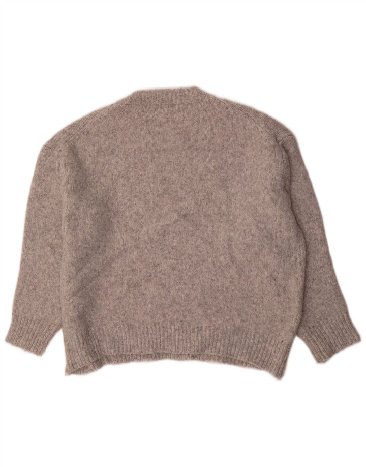 Zara Suéter feminino oversized com gola redonda Reino Unido 14 cinza médio manchado