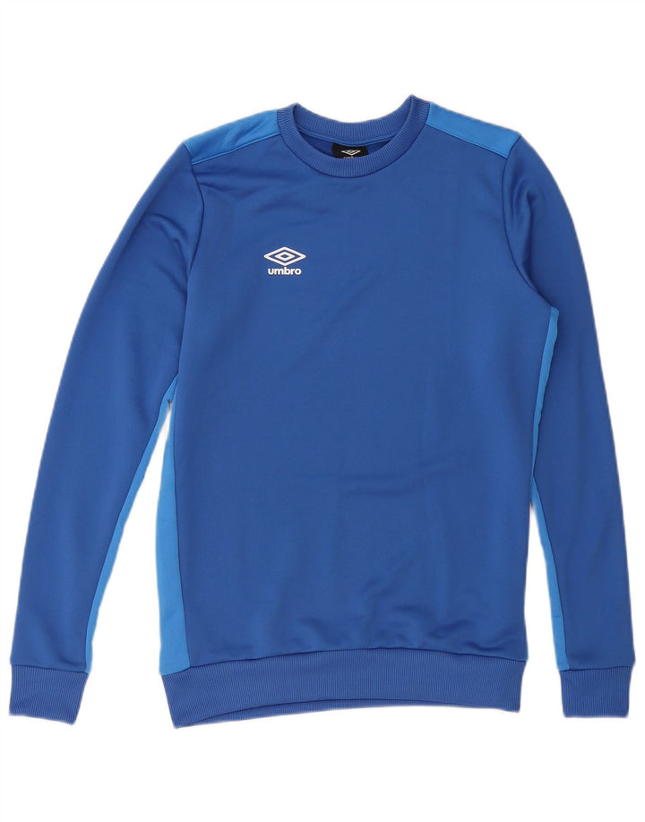 UMBRO Boys Sweatshirt Jumper 13-14 Years XL Blue Colourblock Polyester