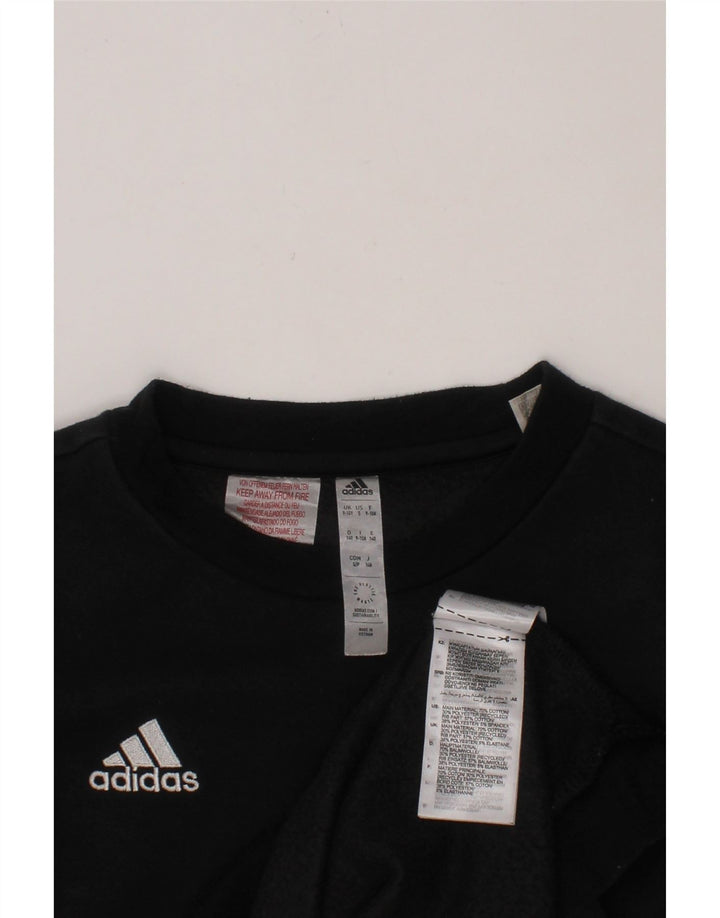 ADIDAS Boys Sweatshirt Jumper 9-10 Years Black Cotton Vintage Adidas and Second-Hand Adidas from Messina Hembry 