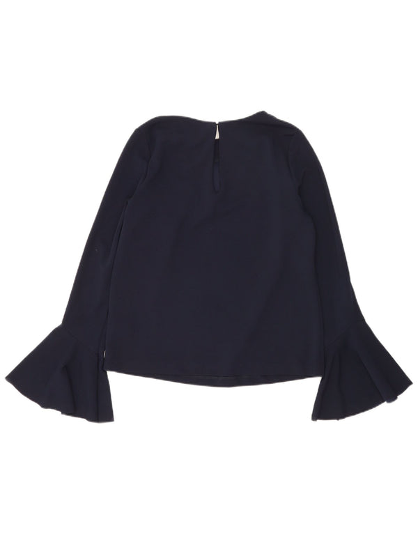 Blusa feminina de manga comprida Warehouse Top UK 8 poliéster azul marinho pequeno