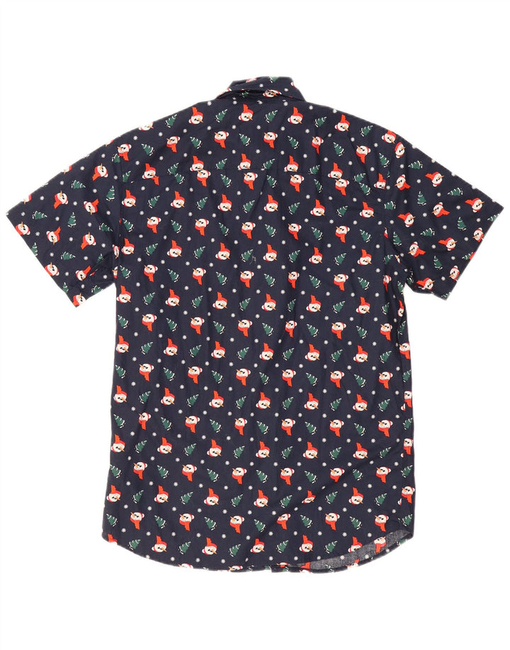 Camisa masculina Jack & Jones com estampa abstrata pequena azul marinho Natal