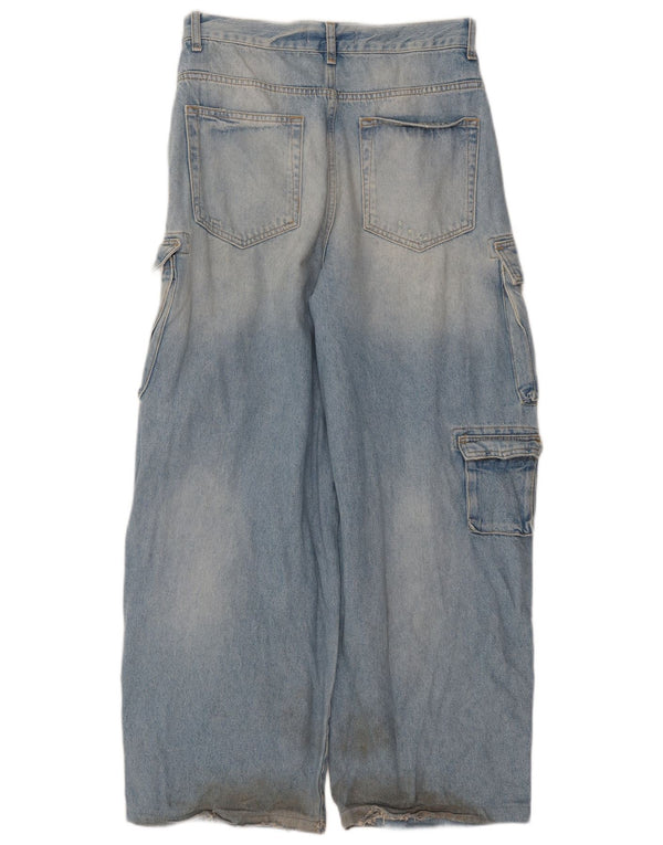 Zara Mens Cargo Wide Leg Jeans EU 40 Médio W31 L29 Azul