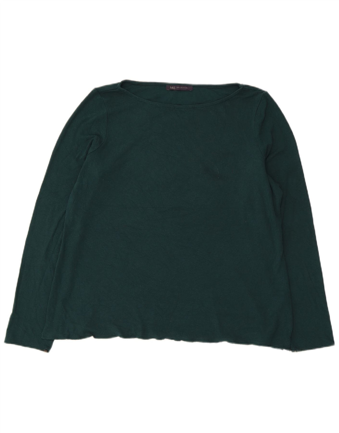 Top feminino Marks & Spencer manga comprida UK 18 XL verde acrílico