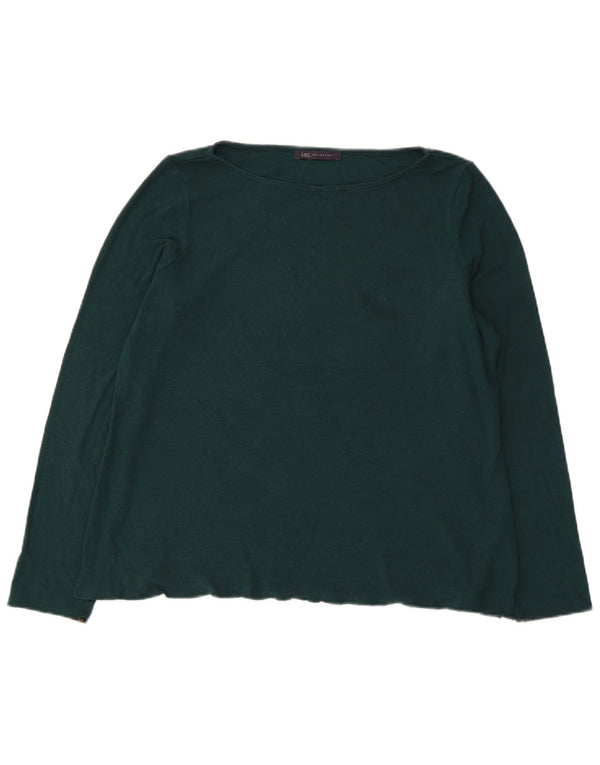 Top feminino Marks & Spencer manga comprida UK 18 XL verde acrílico