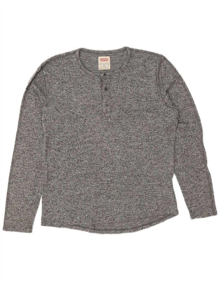 LEVI'S Top masculino de manga comprida grande algodão manchado cinza
