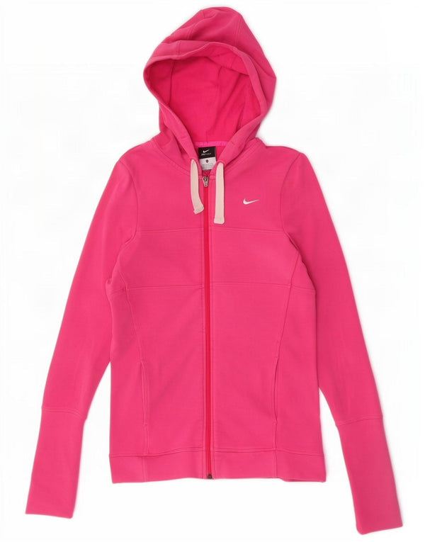 Suéter Nike feminino Dri Fit Zip com capuz Reino Unido 8/10 pequeno algodão rosa