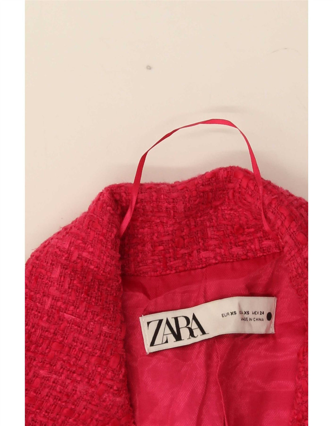 Jaqueta blazer feminina Zara com peito duplo Reino Unido 6 XS rosa xadrez