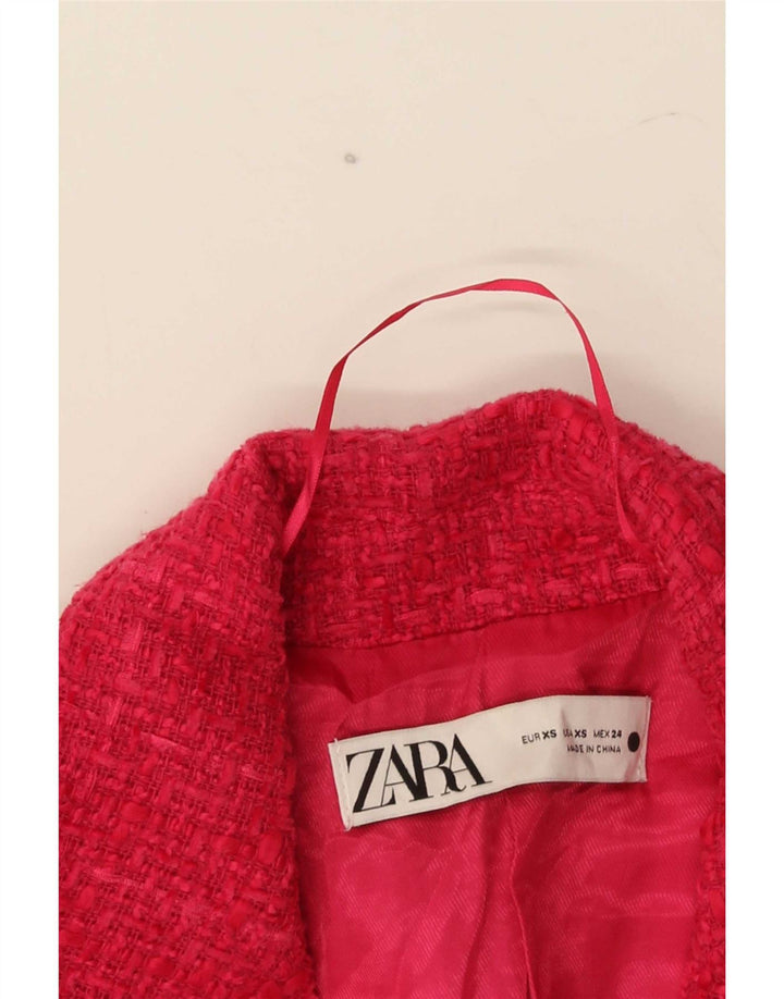 Jaqueta blazer feminina Zara com peito duplo Reino Unido 6 XS rosa xadrez