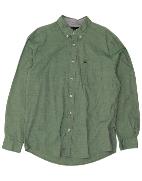 Camisa masculina Tommy Hilfiger Classic Fit grande algodão verde