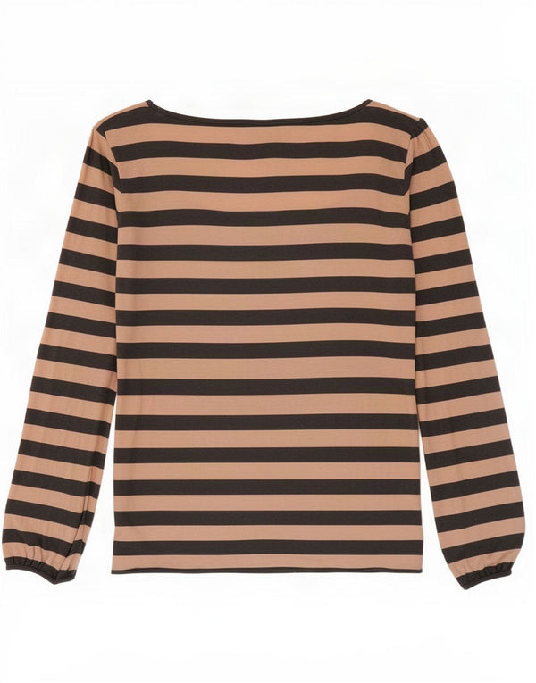 Top feminino Massimo Dutti de manga comprida UK 10 viscose listrada rosa pequena