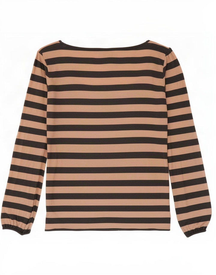 Top feminino Massimo Dutti de manga comprida UK 10 viscose listrada rosa pequena