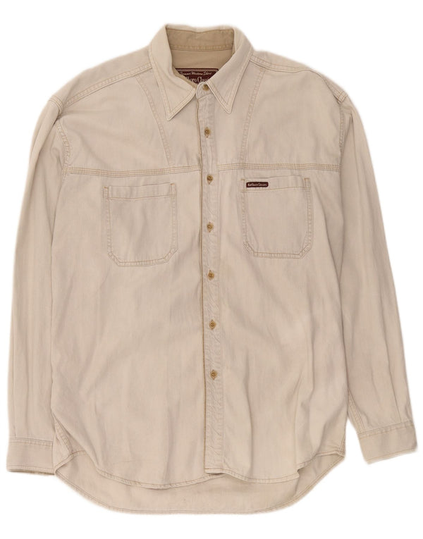 Camisa jeans masculina Marlboro Classics grande algodão bege