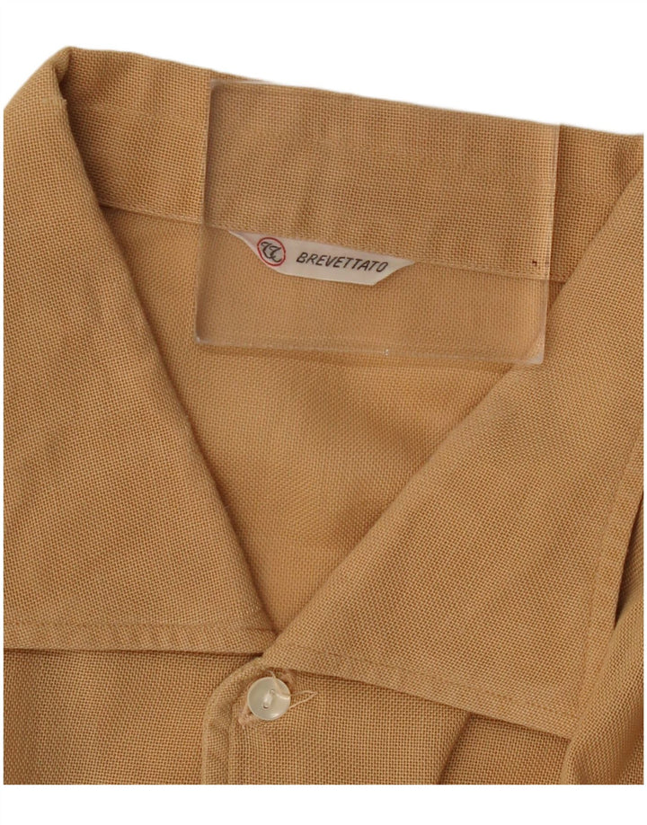 Camisa masculina vintage de manga curta XL bege