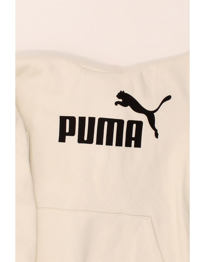 PUMA Womens Graphic Hoodie Jumper UK 12 Medium  Off White Cotton Vintage Puma and Second-Hand Puma from Messina Hembry 