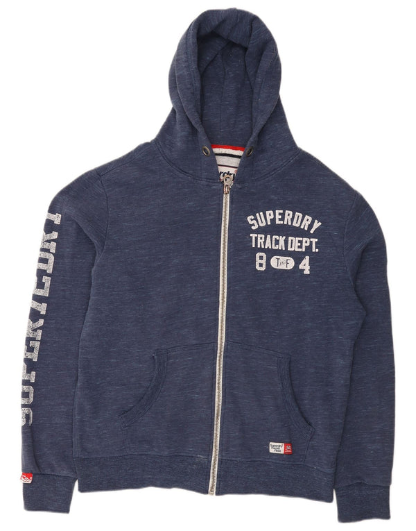 Suéter masculino Superdry com capuz e zíper gráfico XL azul marinho algodão