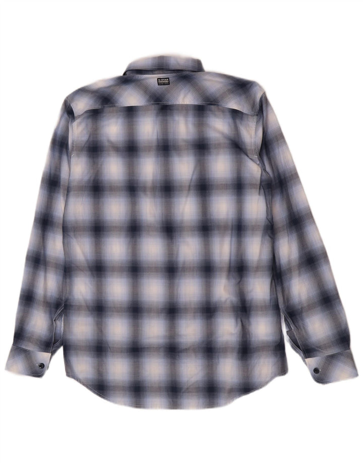 Camisa masculina G-Star Slim Fit grande algodão xadrez azul
