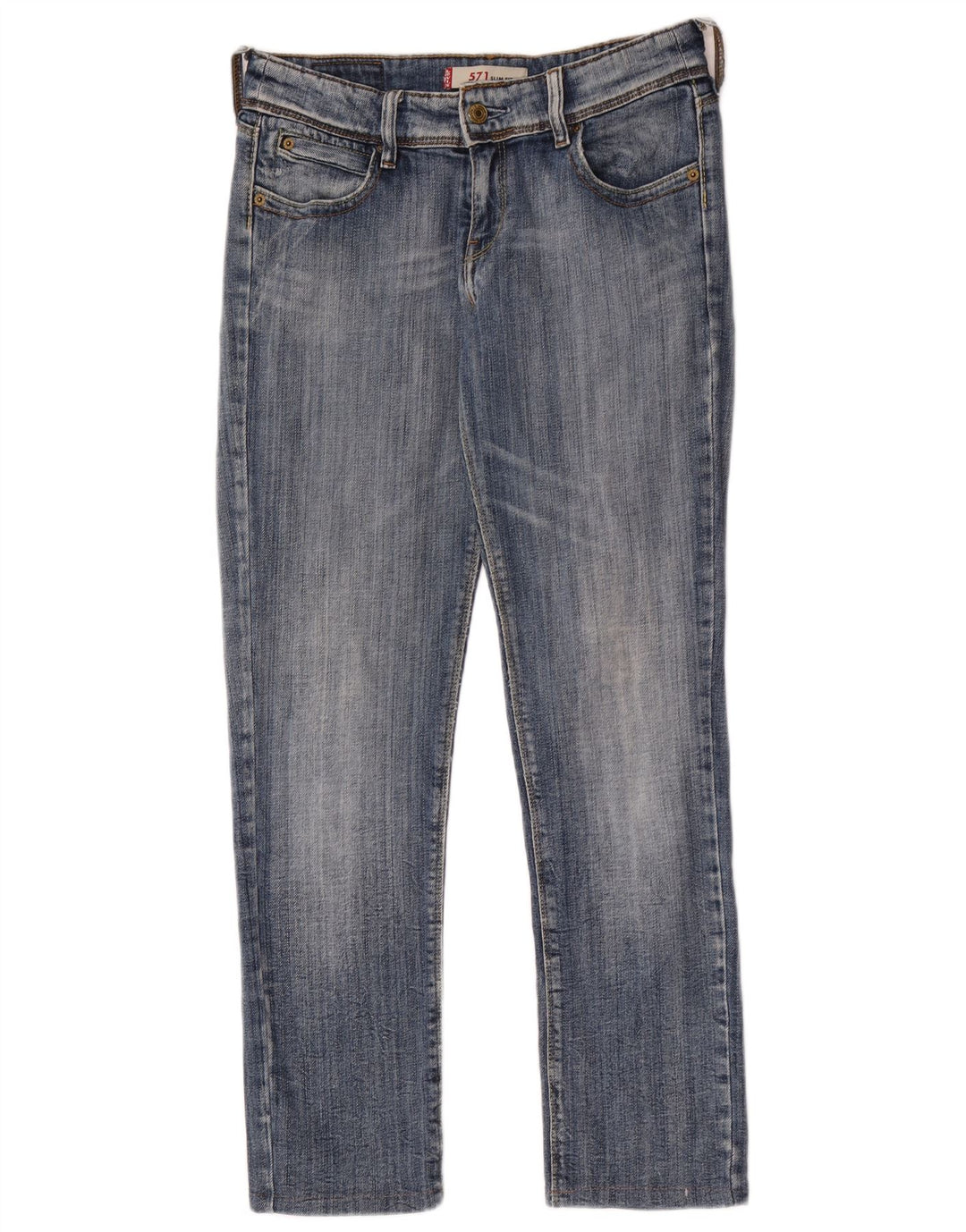 Calça jeans feminina Levi's 571 Slim W31 L28 azul algodão