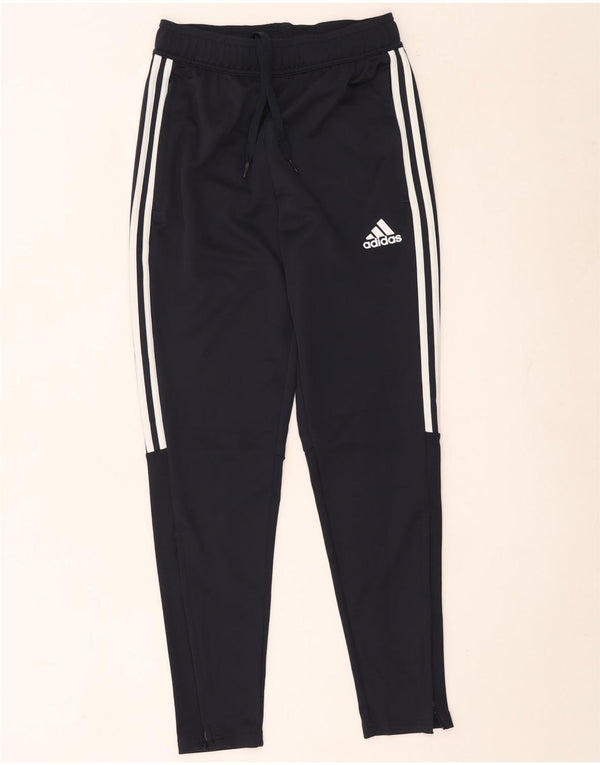 Calça de treino Adidas Aeroready feminina UK 10 pequena azul marinho poliéster
