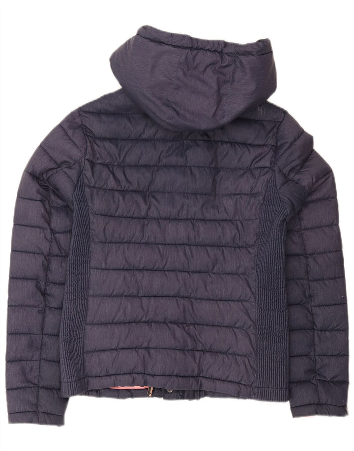 Jaqueta acolchoada com capuz feminina Superdry UK 14 grande poliéster azul marinho